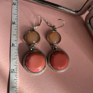Silver Tone Wire and Pink Jem Drop Earrings by Charming Charlies